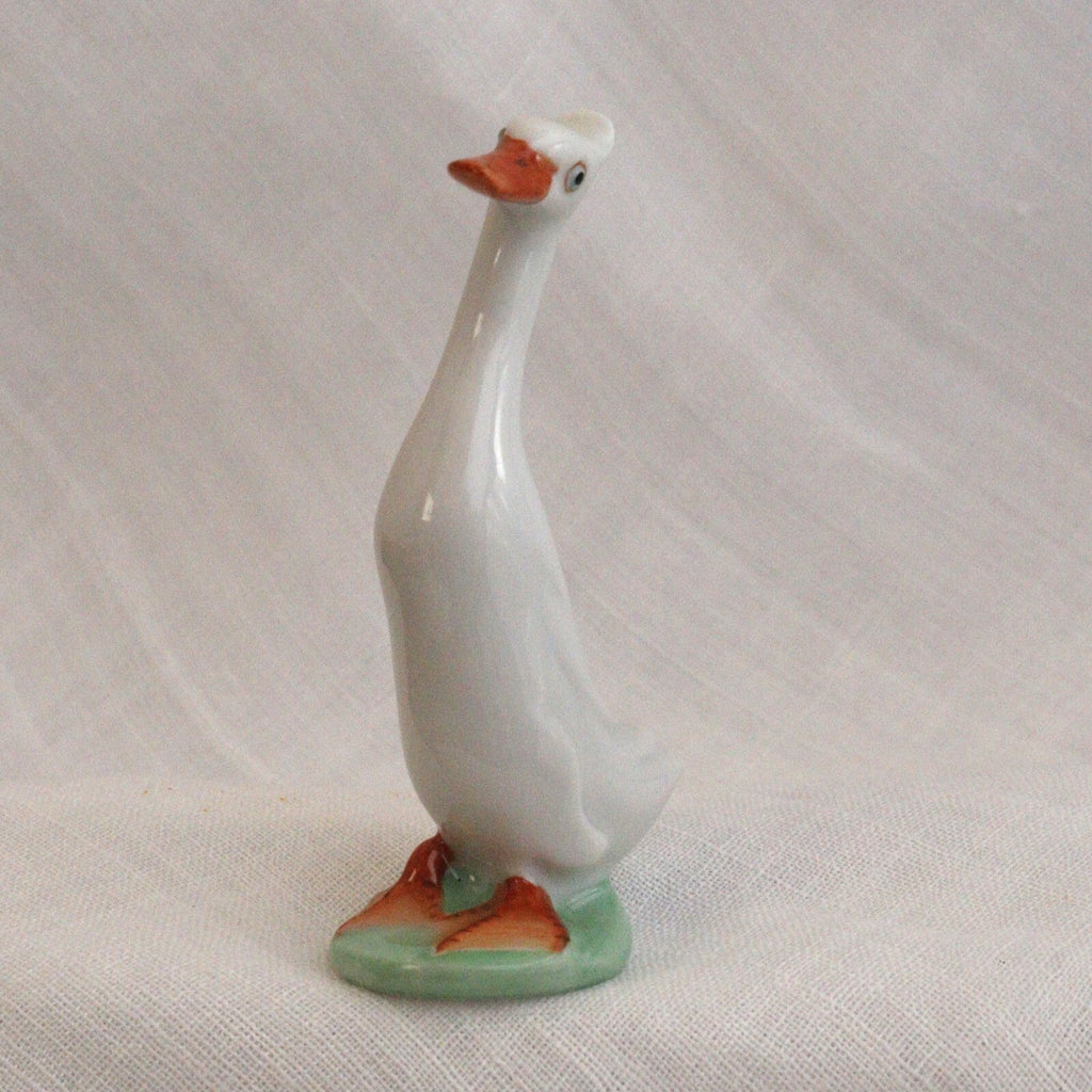 Cheeky white Runner Duck - Herend Hungary Hand Painted - LADYBIRD LAUGH