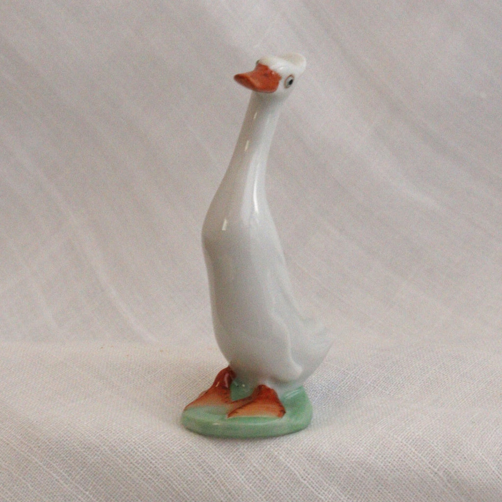 Cheeky white Runner Duck - Herend Hungary Hand Painted - LADYBIRD LAUGH