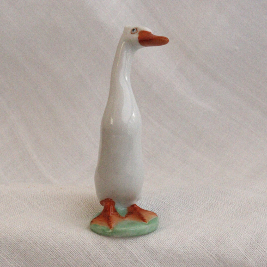 Cheeky white Runner Duck - Herend Hungary Hand Painted - LADYBIRD LAUGH