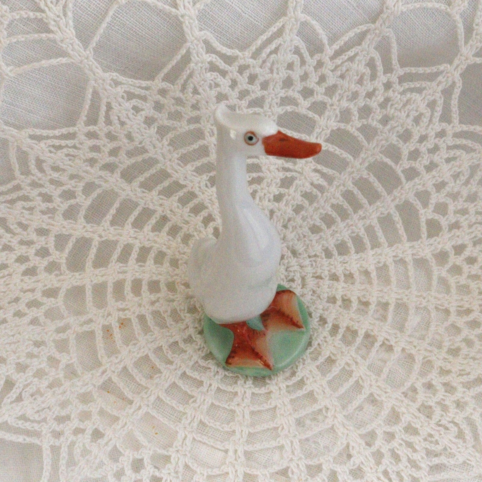 Cheeky white Runner Duck - Herend Hungary Hand Painted - LADYBIRD LAUGH