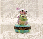 Rare Adorable Colorful Rabbit with Watering Can - Limoges, France. Peint Main. - LADYBIRD LAUGH