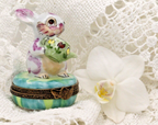 Rare Adorable Colorful Rabbit with Watering Can - Limoges, France. Peint Main. - LADYBIRD LAUGH