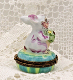 Rare Adorable Colorful Rabbit with Watering Can - Limoges, France. Peint Main. - LADYBIRD LAUGH