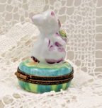 Rare Adorable Colorful Rabbit with Watering Can - Limoges, France. Peint Main. - LADYBIRD LAUGH