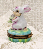 Rare Adorable Colorful Rabbit with Watering Can - Limoges, France. Peint Main. - LADYBIRD LAUGH