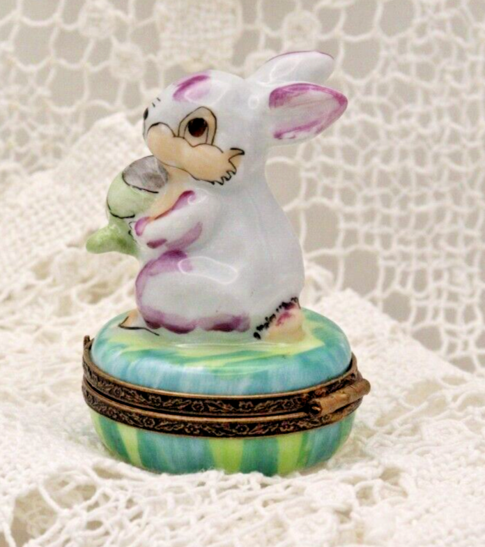 Rare Adorable Colorful Rabbit with Watering Can - Limoges, France. Peint Main. - LADYBIRD LAUGH