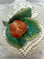 HEREND Strawberry on Leaf Place Card Holder 8981 - Garnishments Collection- RARE - LADYBIRD LAUGH