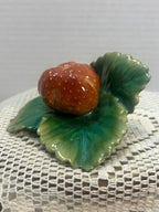 HEREND Strawberry on Leaf Place Card Holder 8981 - Garnishments Collection- RARE - LADYBIRD LAUGH