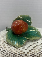 HEREND Strawberry on Leaf Place Card Holder 8981 - Garnishments Collection- RARE - LADYBIRD LAUGH