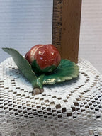 HEREND Strawberry on Leaf Place Card Holder 8981 - Garnishments Collection- RARE - LADYBIRD LAUGH