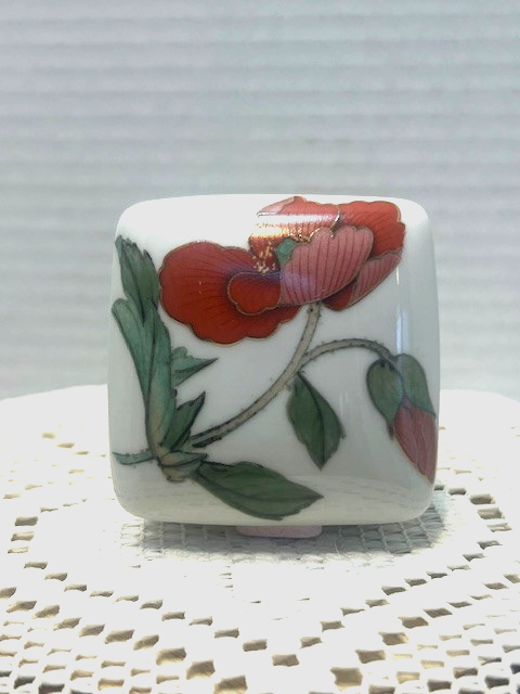 Beautiful Limoges  Red Poppy Porcelain Trinket box - LADYBIRD LAUGH