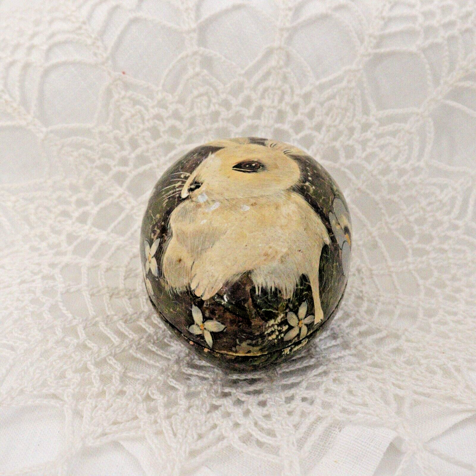 Vintage Hand Painted Papier Mache Egg with the most adorable bunny pictured - LADYBIRD LAUGH