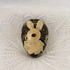 Vintage Hand Painted Papier Mache Egg with the most adorable bunny pictured - LADYBIRD LAUGH