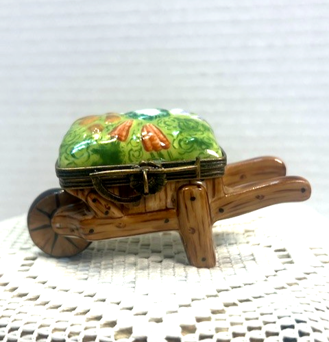 Sweet Limoges  Brown Wheelbarrow  filled with Veggies - LADYBIRD LAUGH