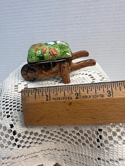 Sweet Limoges  Brown Wheelbarrow  filled with Veggies - LADYBIRD LAUGH