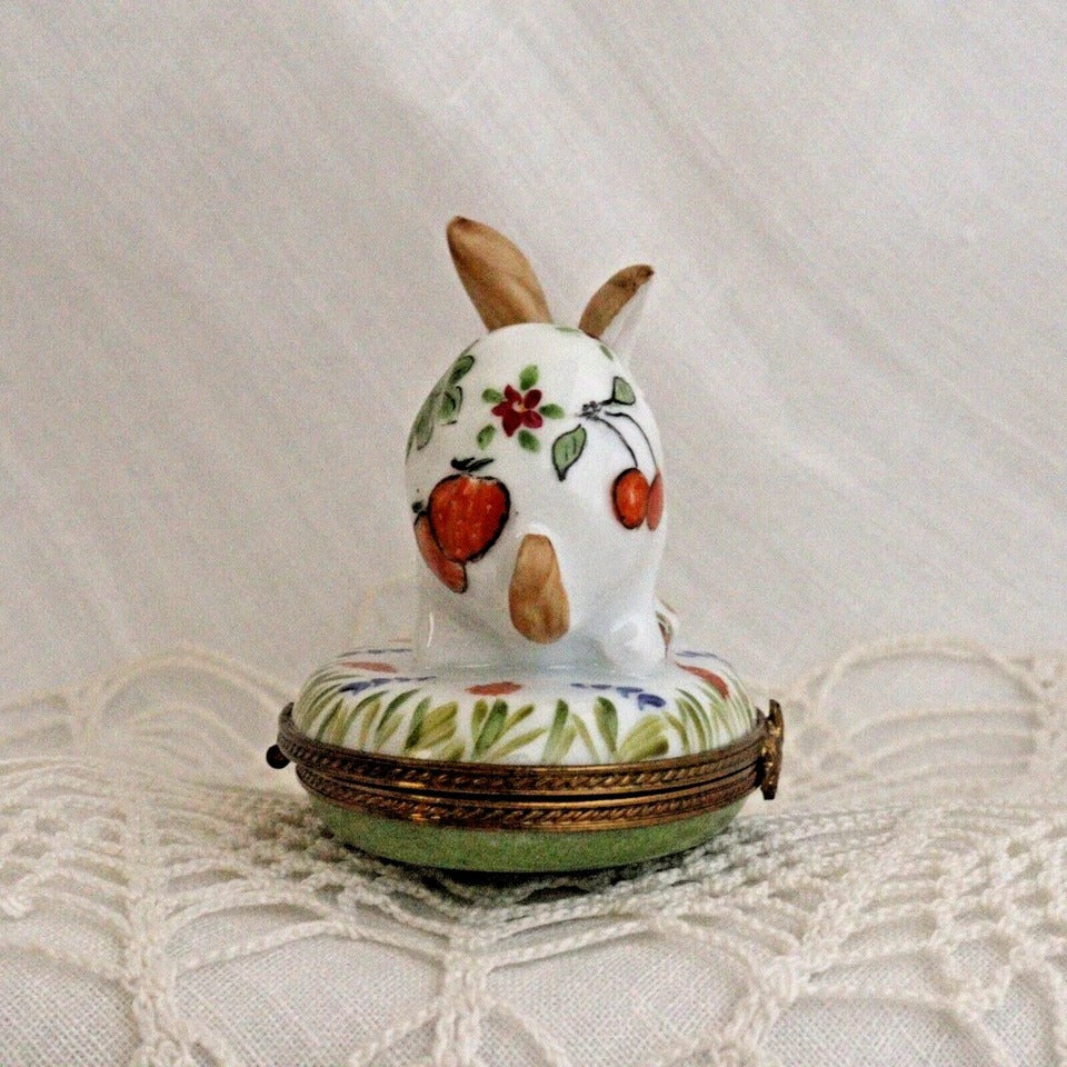Limoges France Chamart Exclusive Rabbit Trinket Box with Fruit and Flowers – Peint Main