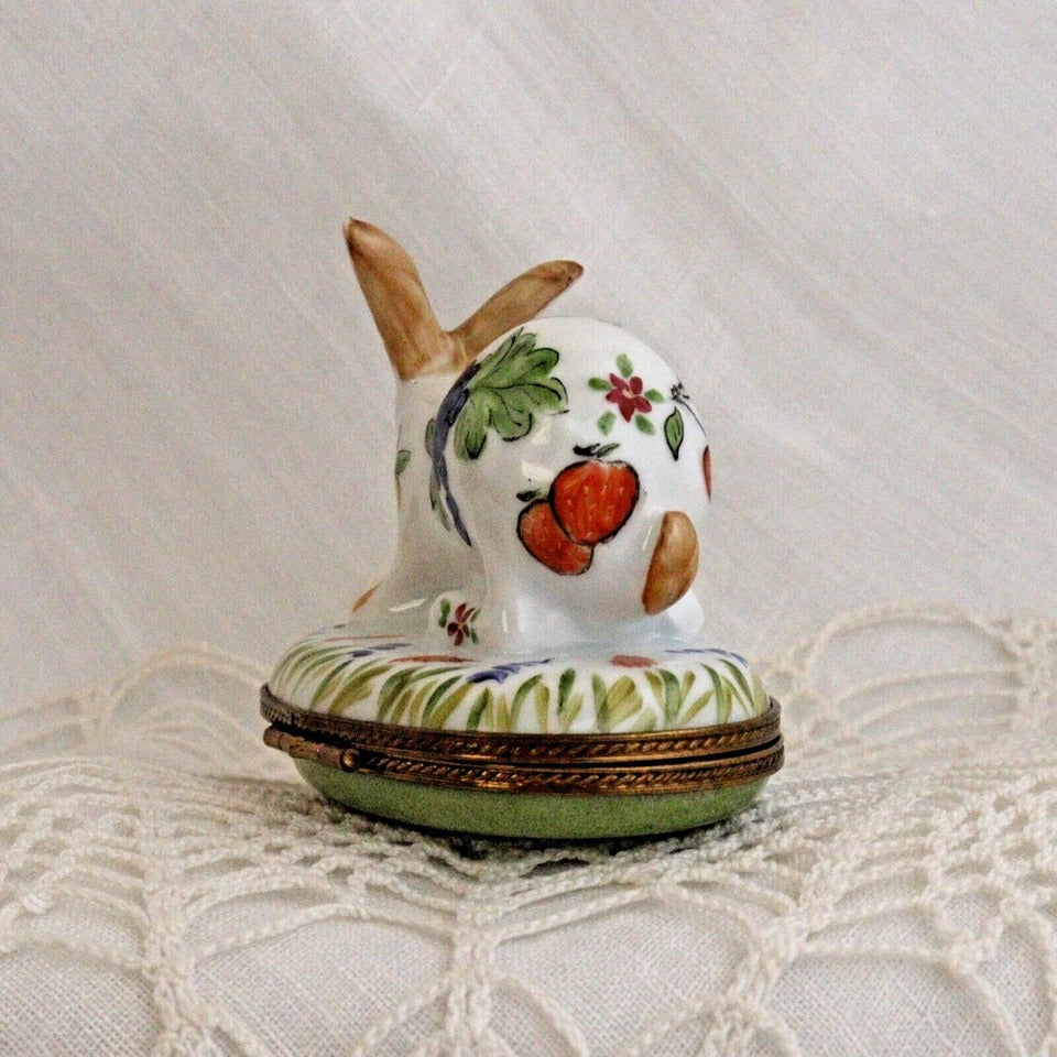 Limoges France Chamart Exclusive Rabbit Trinket Box with Fruit and Flowers – Peint Main