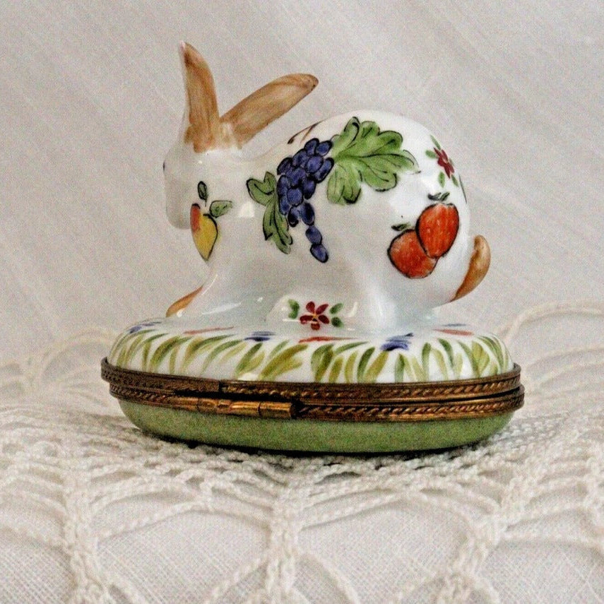 Limoges France Chamart Exclusive Rabbit Trinket Box with Fruit and Flowers – Peint Main