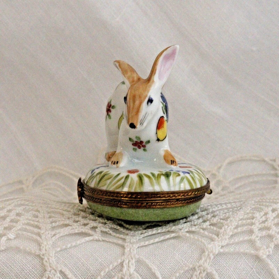 Limoges France Chamart Exclusive Rabbit Trinket Box with Fruit and Flowers – Peint Main