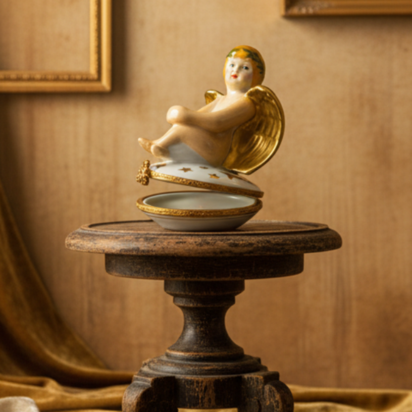 Angel with Gold Wings on Stars Limoges