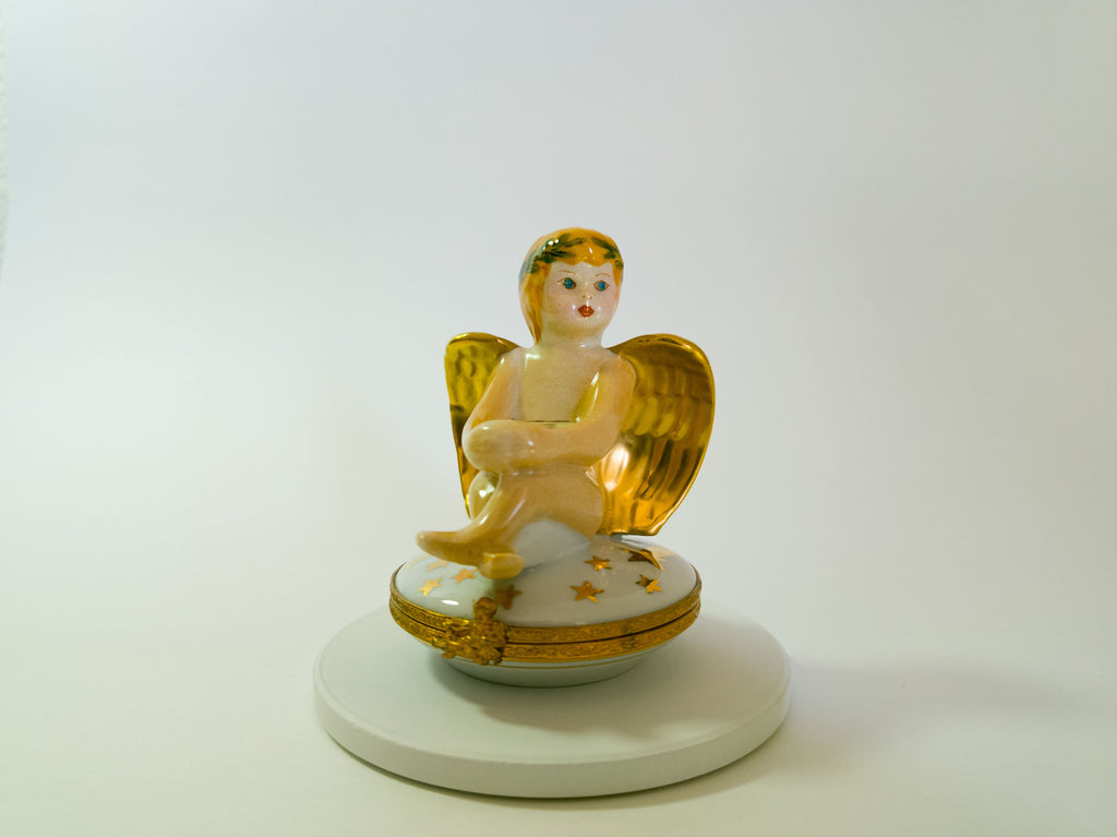 Angel with Gold Wings on Stars Limoges