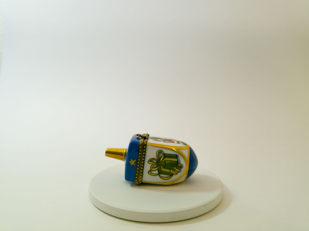 Limoges France Dreidel Trinket Box Hanukkah Hand Painted Porcelain