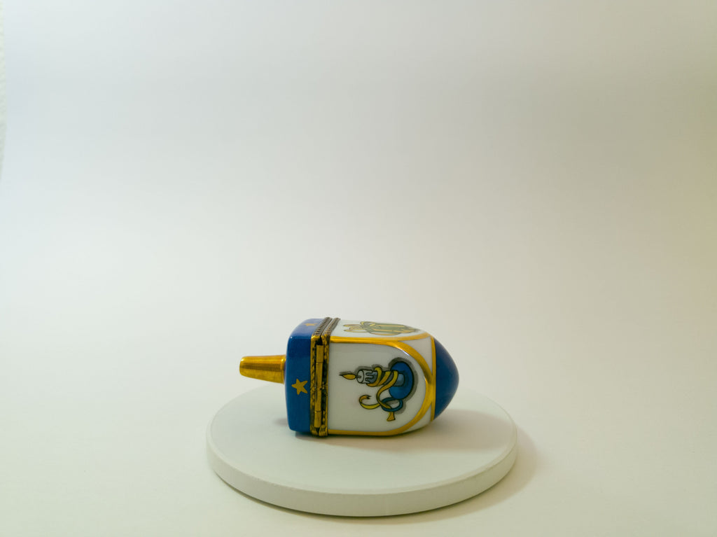 Limoges France Dreidel Trinket Box Hanukkah Hand Painted Porcelain