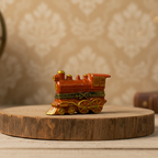 Limoges France Red & Gold Train Trinket Box Hand Painted Porcelain
