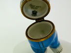 Limoges France Polar Bear in Blue Jeans Trinket Box Hand Painted Porcelain