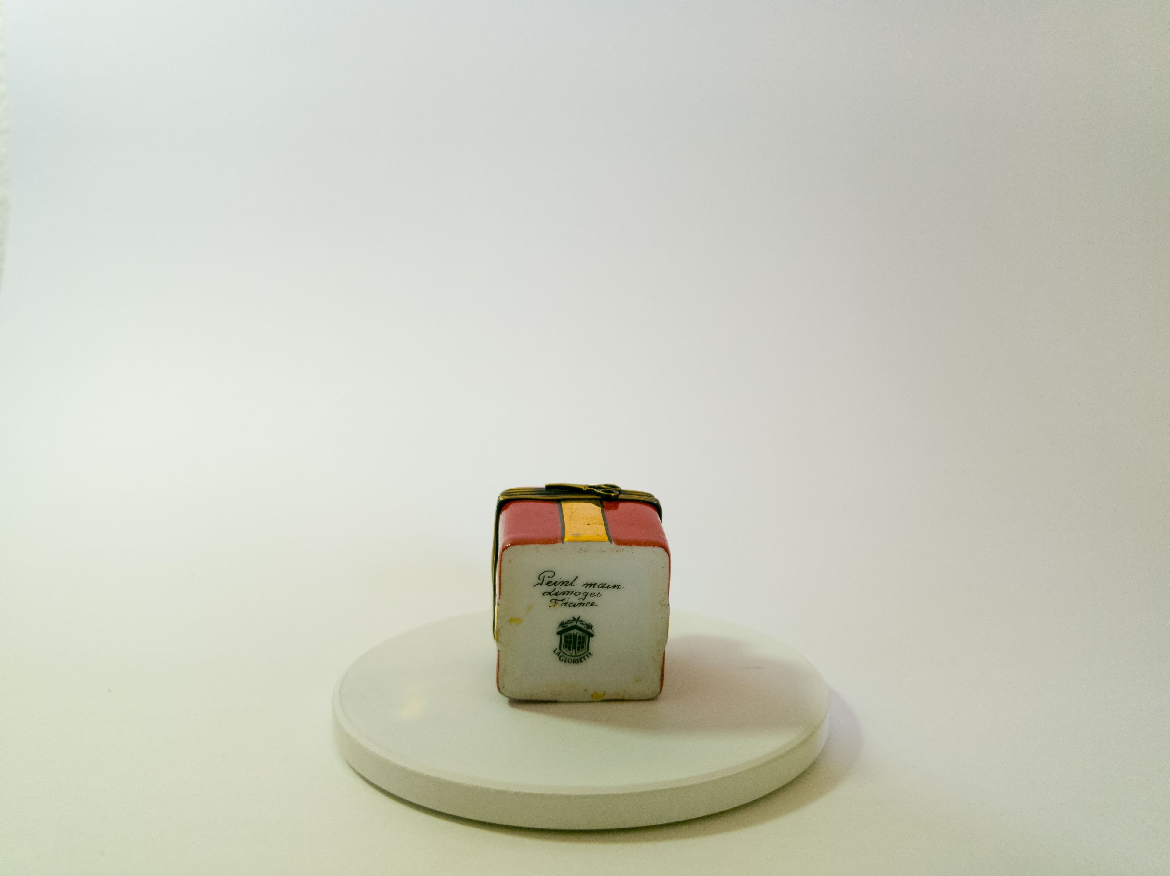Limoges France Red & Gold Gift Box Trinket Box Hand Painted Porcelain