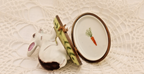 Limoges France Peint Main Signed White Rabbit on Grass Trinket Box