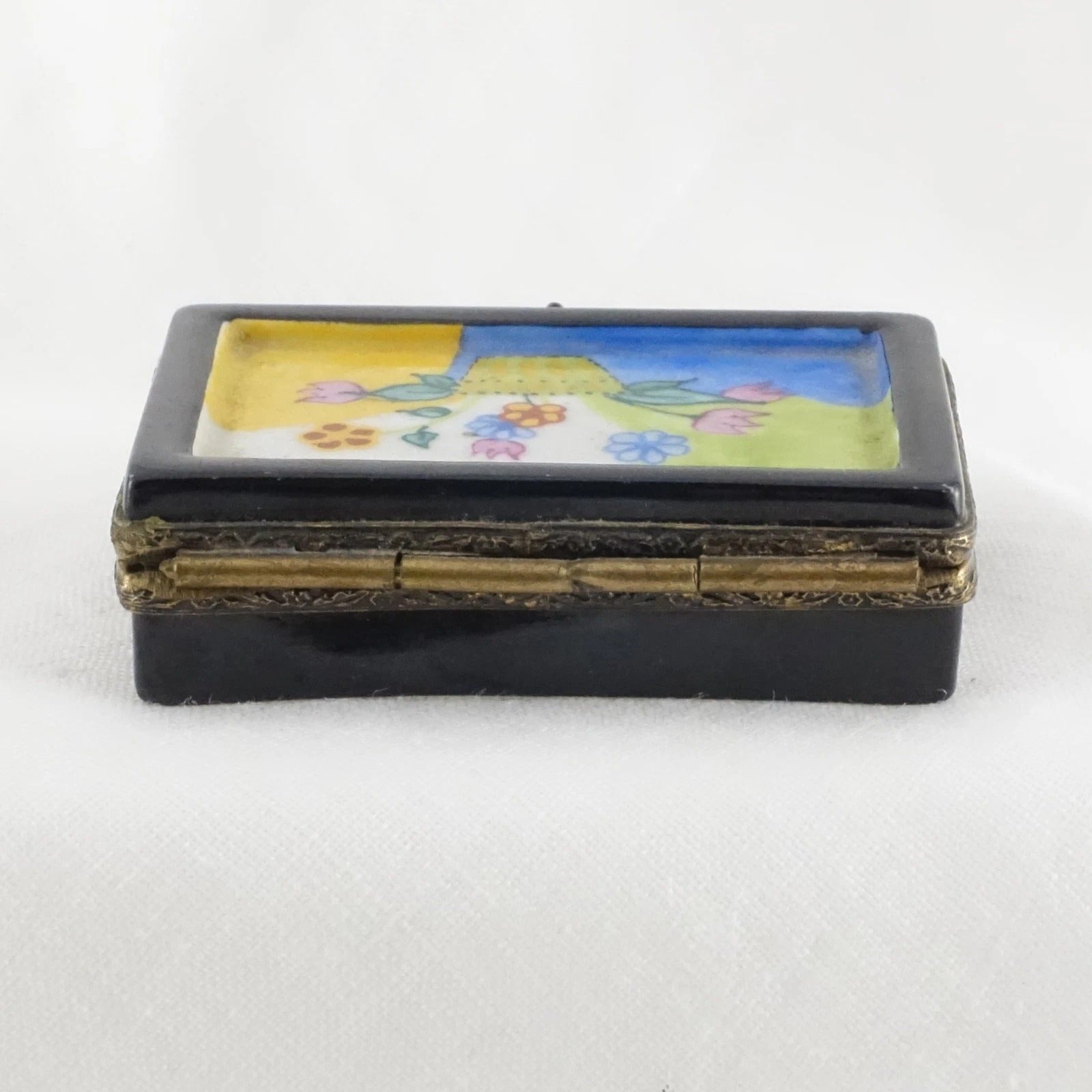 Vintage Limoges Flower Puzzle Trinket Box | Hand Painted Multicolor Floral Porcelain Box - LADYBIRD LAUGH
