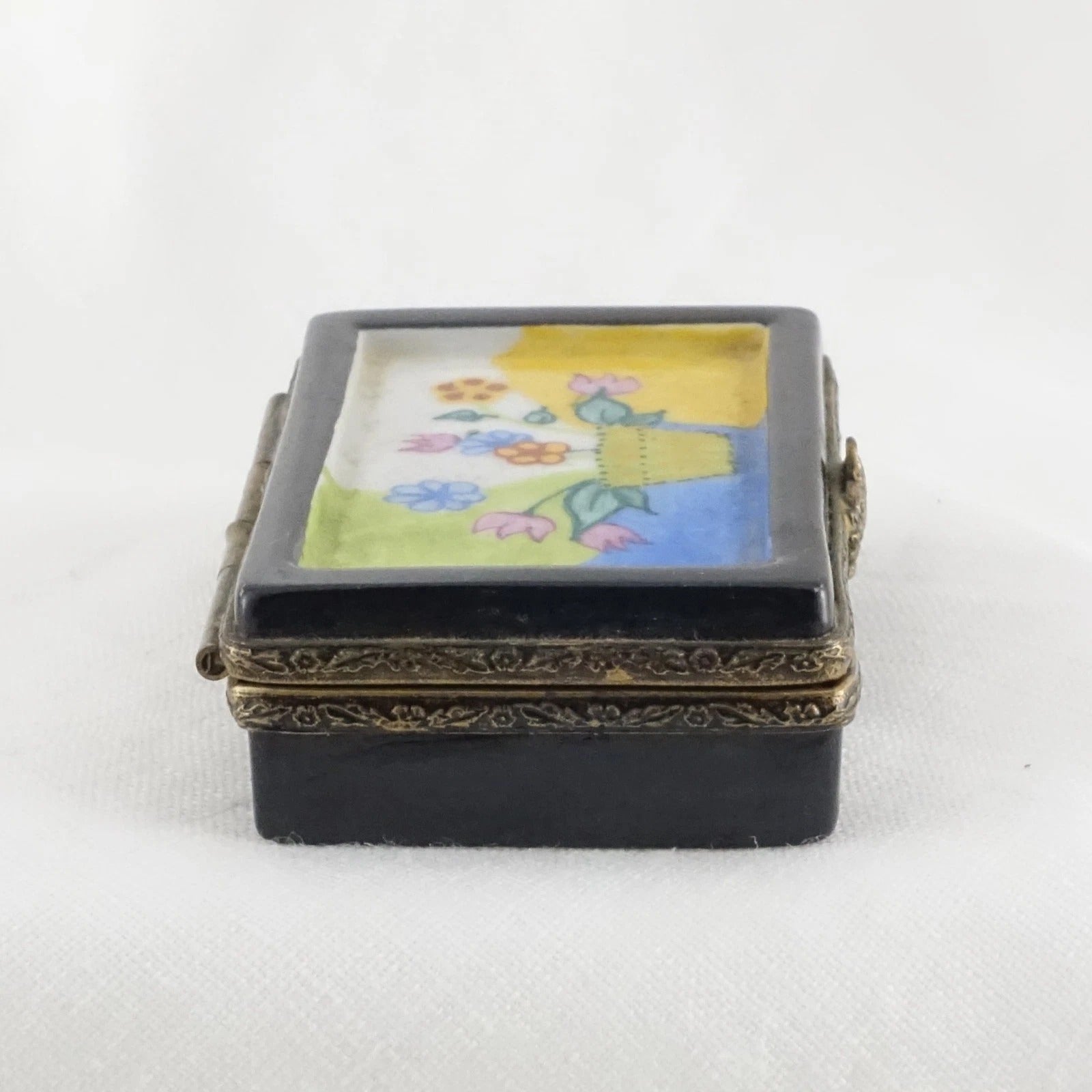 Vintage Limoges Flower Puzzle Trinket Box | Hand Painted Multicolor Floral Porcelain Box - LADYBIRD LAUGH