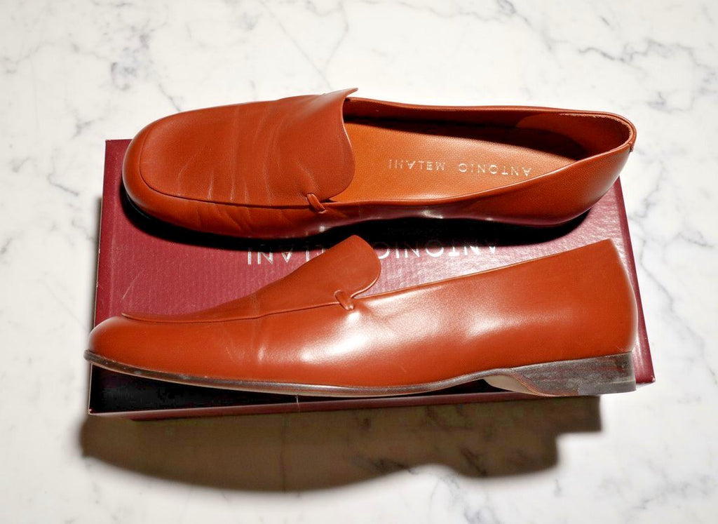 Antonio Melani Brown Leather Square Toe Loafers Size 8 | Slip-On Comfort Flats