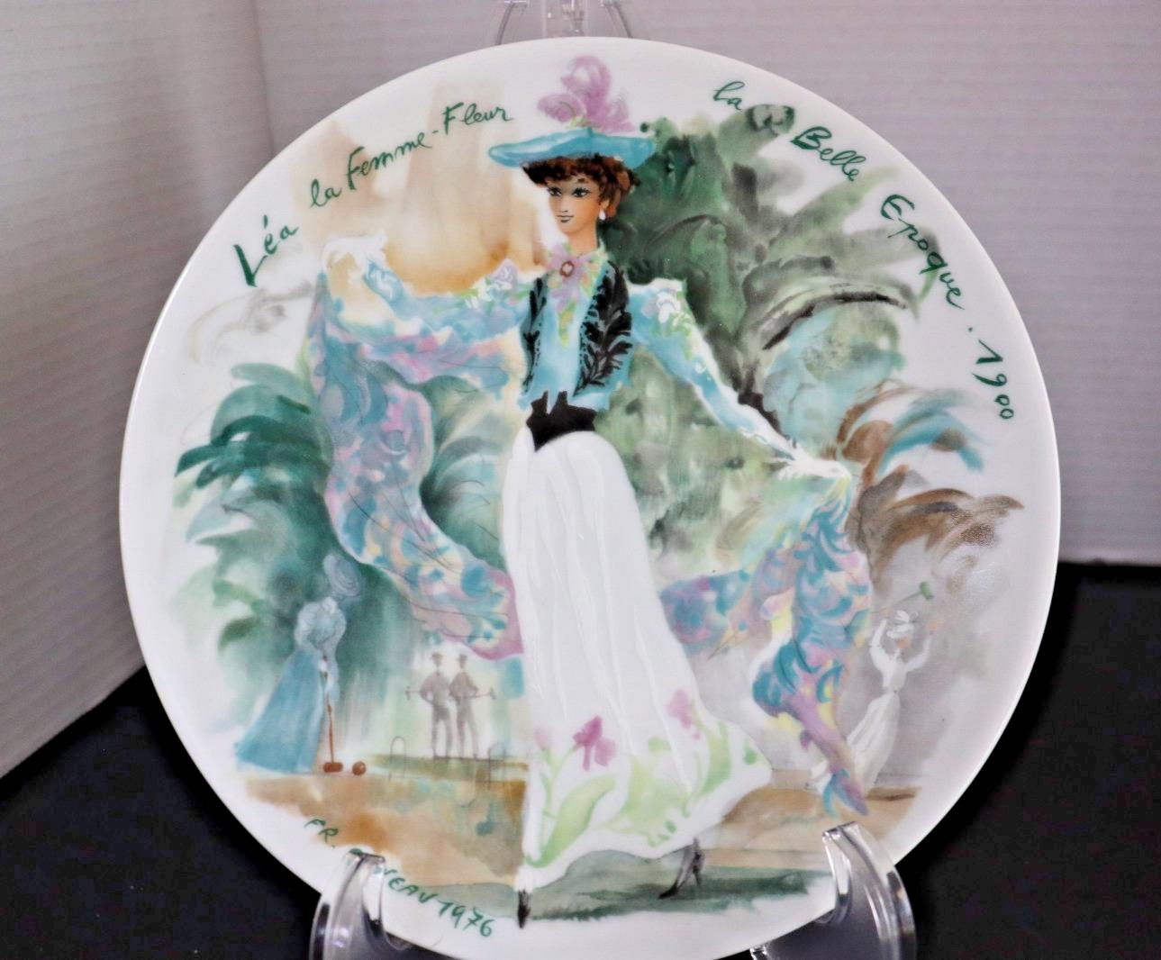 Léa la Femme Fleur Plate: Antique Limoges Porcelain, Hand Painted