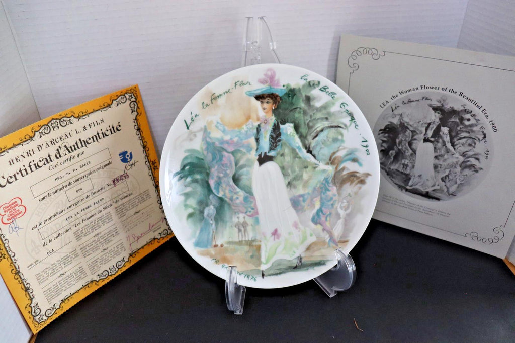 Léa la Femme Fleur Plate: Antique Limoges Porcelain, Hand Painted