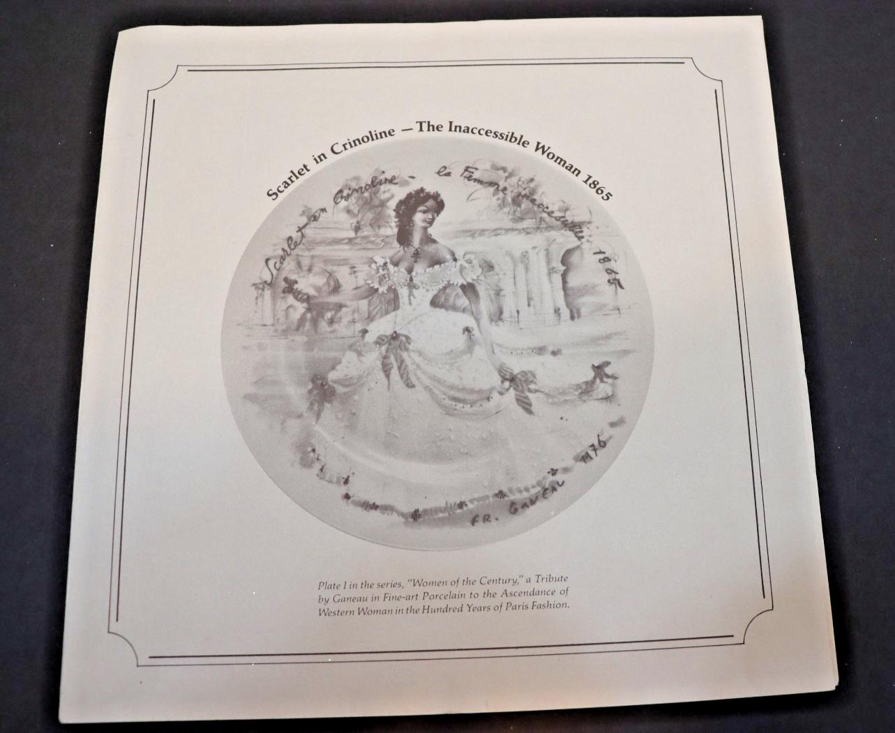 Limoges Porcelain Plate, Scarlet Crinoline Woman (1865 Vintage Hand-Painted)