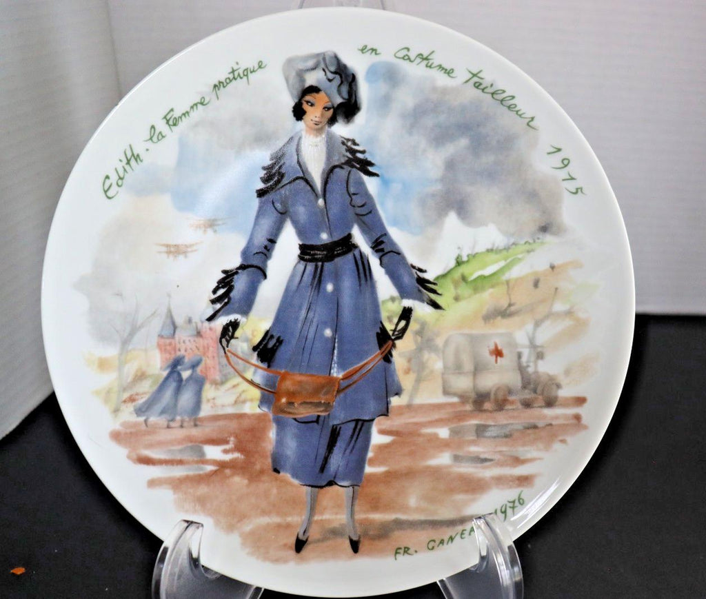 Limoges Porcelain Plate, Edith in 1915 Tailored Dress (Hand-Painted)