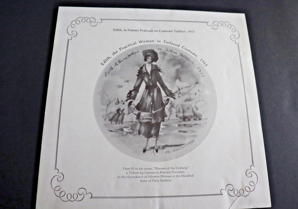 Limoges Porcelain Plate, Edith in 1915 Tailored Dress (Hand-Painted)