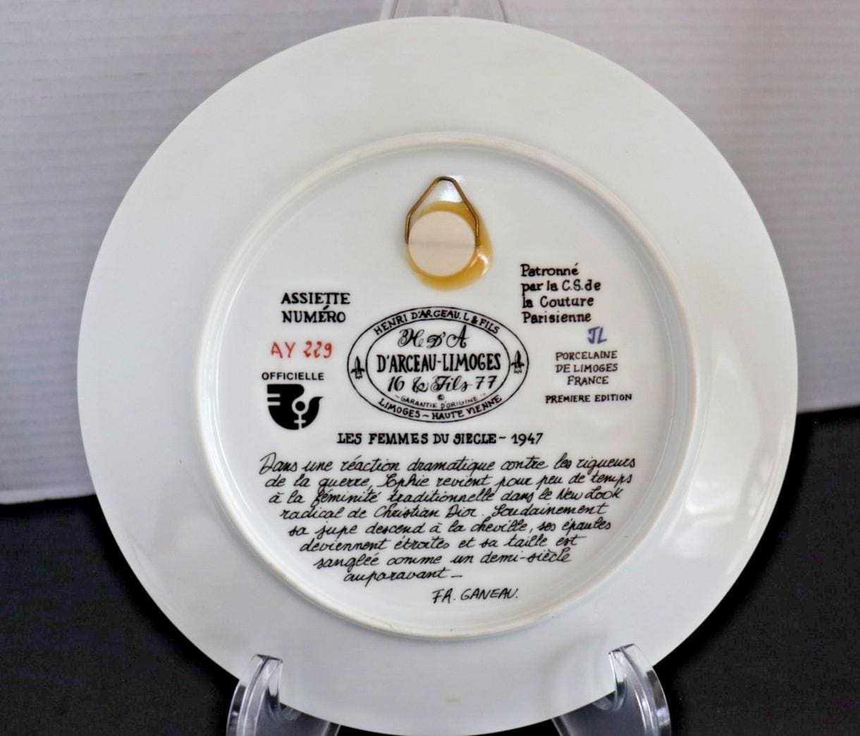 Sophie New Look Limoges Plate - Vintage 1947 Hand-Painted Porcelain
