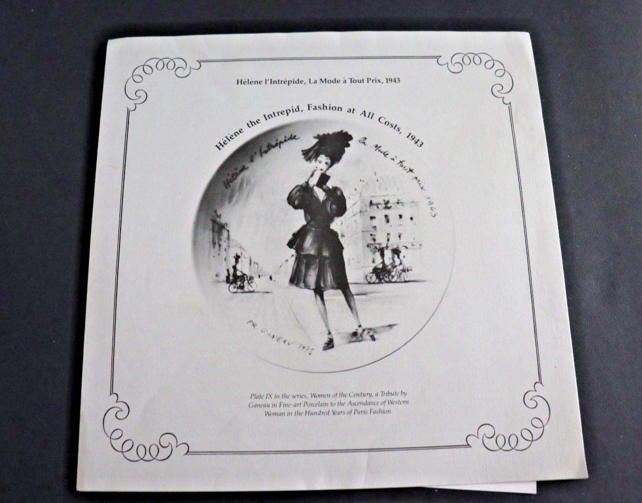 Helene the Intrepid Plate: 1943 Vintage Fashion - Limoges Porcelain