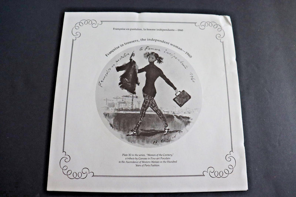 Francoise in Trousers Porcelain Plate - Vintage 1960s Limoges Art