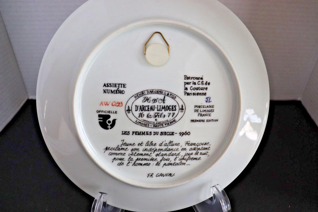 Francoise in Trousers Porcelain Plate - Vintage 1960s Limoges Art