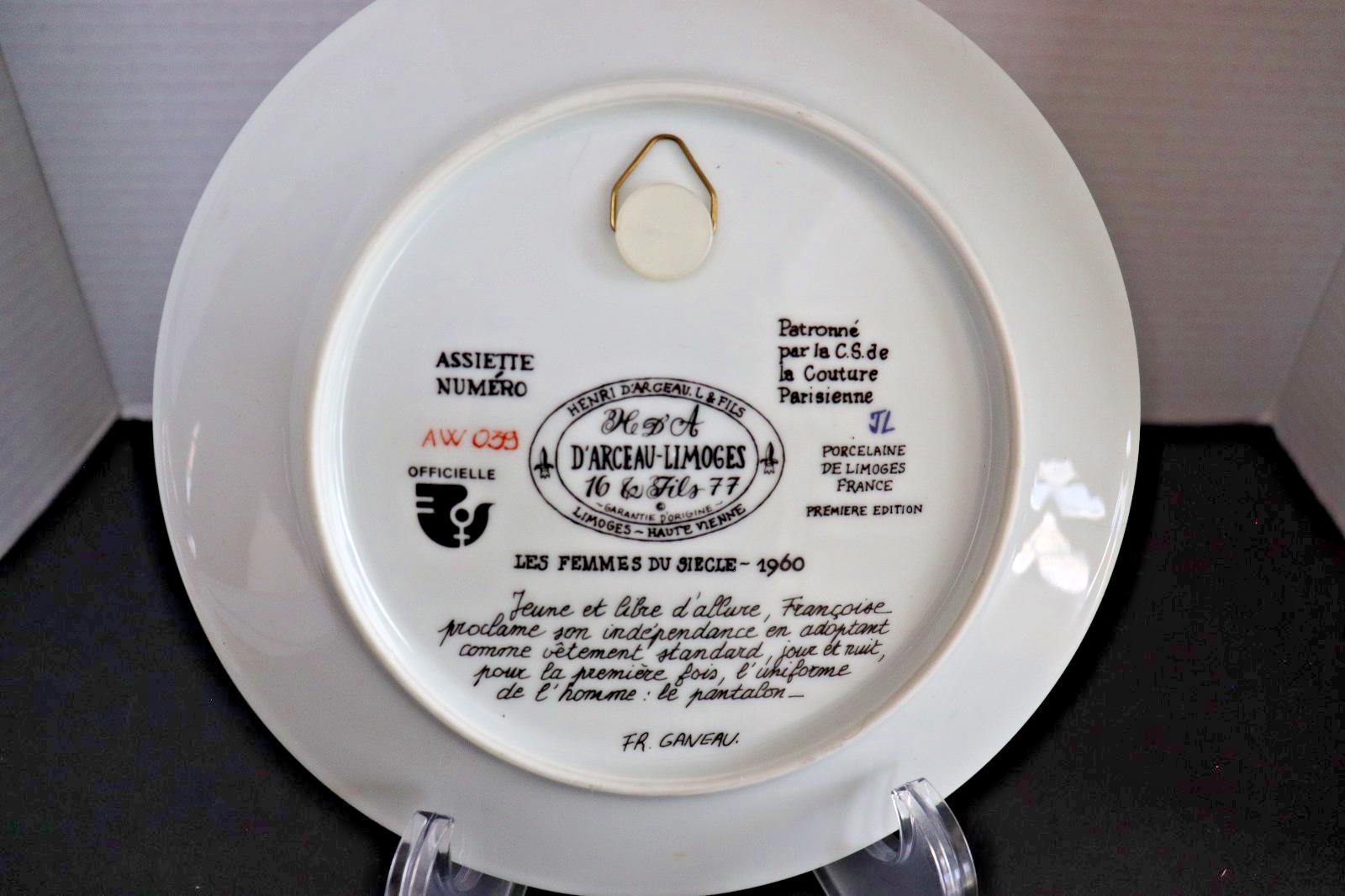 Francoise in Trousers Porcelain Plate - Vintage 1960s Limoges Art