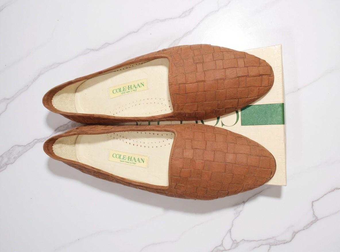 Cole Hann Woven Suede Loafers - Women's Brown Slip-On Flats for Everyday Wear - Sz 8.5