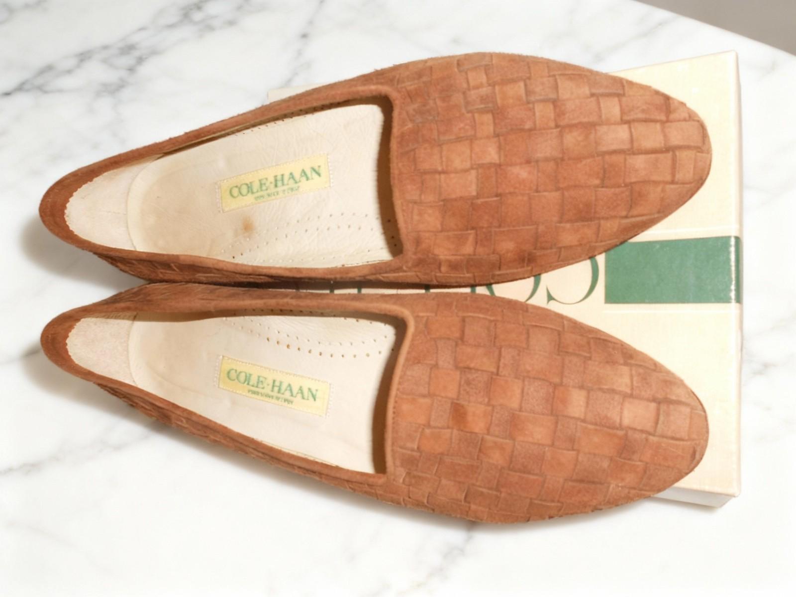 Cole Hann Woven Suede Loafers - Women's Brown Slip-On Flats for Everyday Wear - Sz 8.5