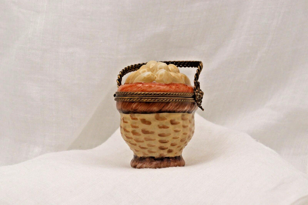 Limoges France Peint Main Egg Basket Trinket Box Hand Painted Porcelain