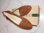 Cole Hann Woven Suede Loafers - Women's Brown Slip-On Flats for Everyday Wear - Sz 8.5