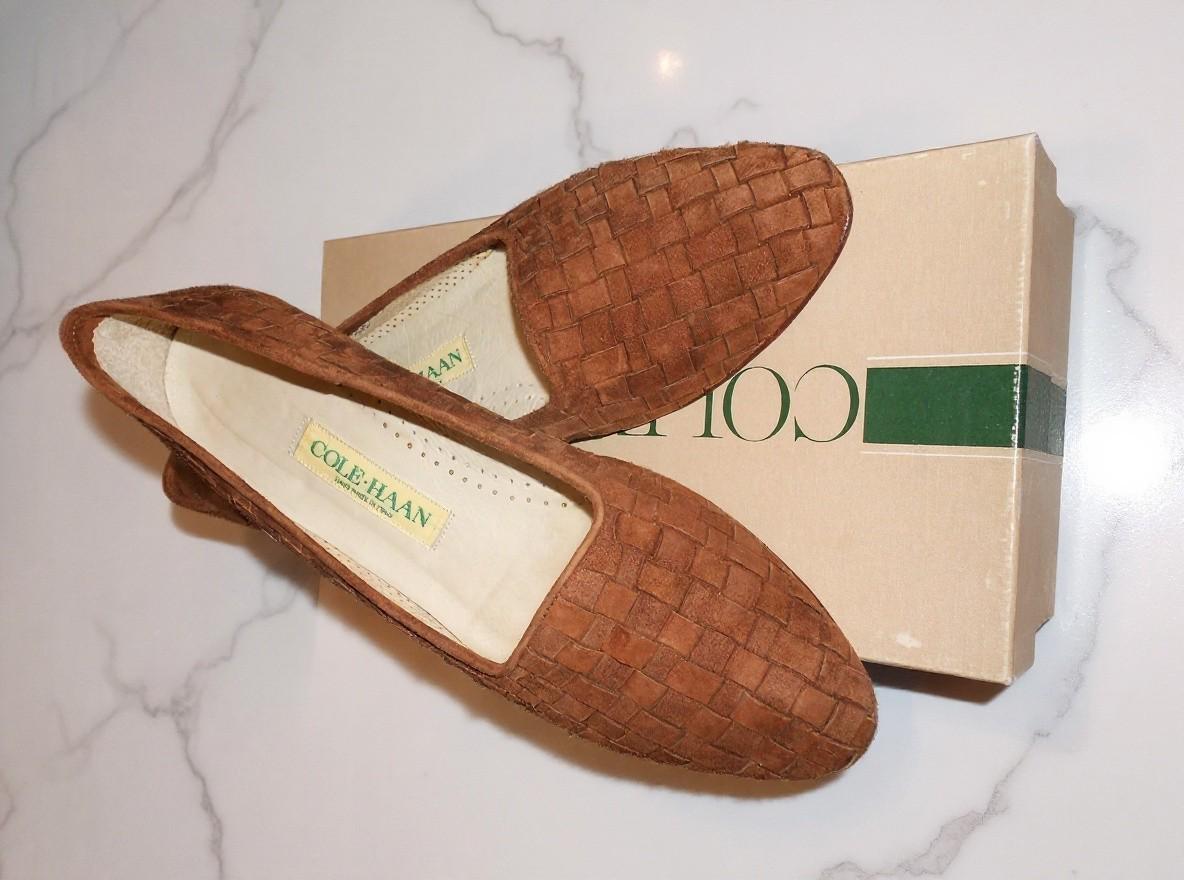 Cole Hann Woven Suede Loafers - Women's Brown Slip-On Flats for Everyday Wear - Sz 8.5