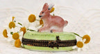 Rabbit Trinket Box: Vintage Hand-Painted Porcelain (Oval Shape)